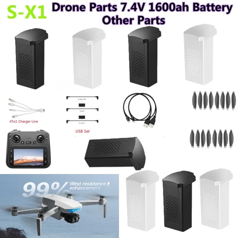 Drone Mapping - S-X1 MAX GPS Drohnen-Akku 7,4V 1600mAh
